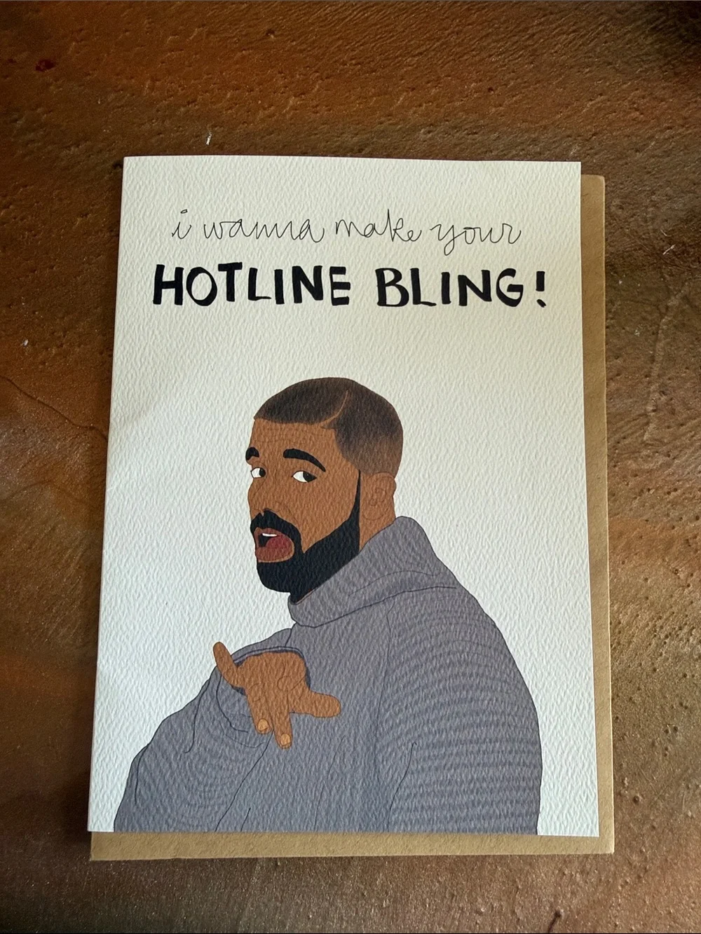 Urban Outfitters Hotline Bling Greeting Card - White, Brown, Gray